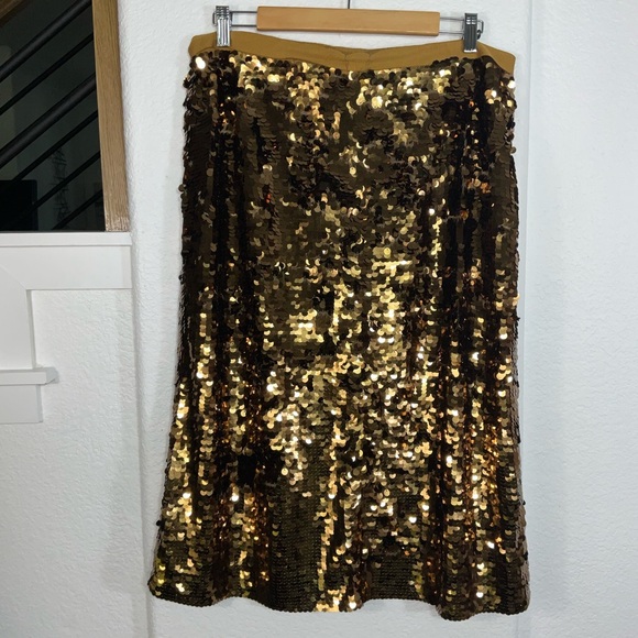 J. Crew Collection Gold Sequin Midi Skirt - Picture 3 of 7